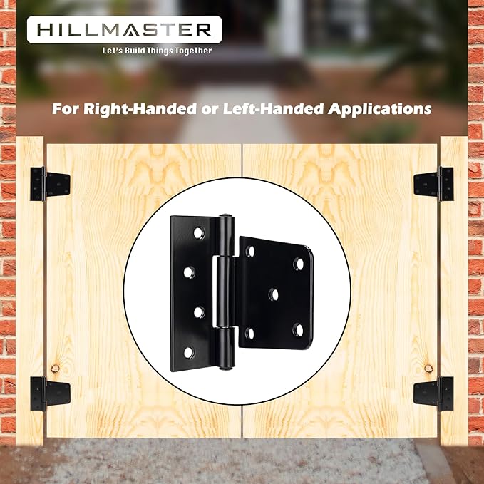 HILLMASTER 3.5 inch Heavy Duty Gate Hinges Fence Door Hinges Durable Gate Strap Hinge for Indoor Outdoor, Gate Hardware Kit for Shed, Wooden Fences, Vinyl Fence Gate, Barn Door, Garage, 6 Pack