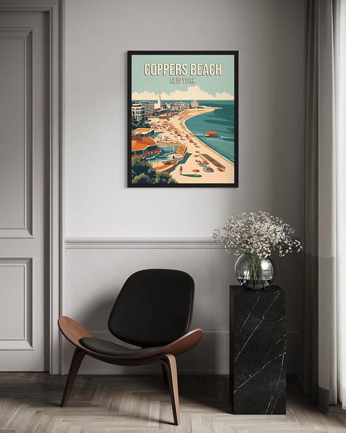 Coppers Beach New York Unframed Wall Art Print Poster, US Vintage Retro Beach Scenery Posters Prints for Restroom Home Picture Painting Artwork Gallery 219 (Coppers Beach New York, 24"L x 18"W, Unframed)
