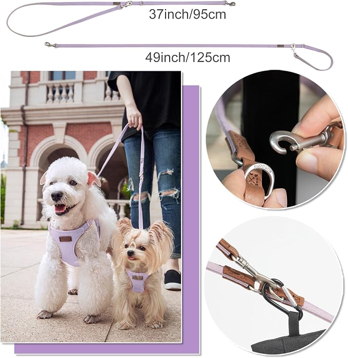 Puppytie Small Dog Harness and Leash Set, Light Purple, S (9-17.5 lbs) | Dog Harness Small Sized Dog, Dog Leash for Small Dogs, Soft and Lightweight, Puppytie Dog Harness for Daily Walks