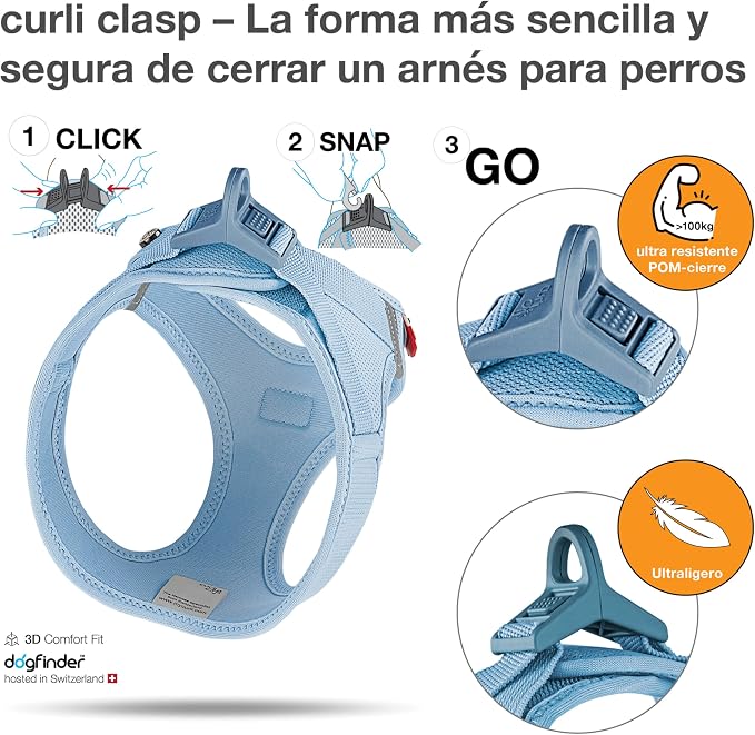 Vest Harness curli Clasp Air-Mesh SkyBlue 2XS