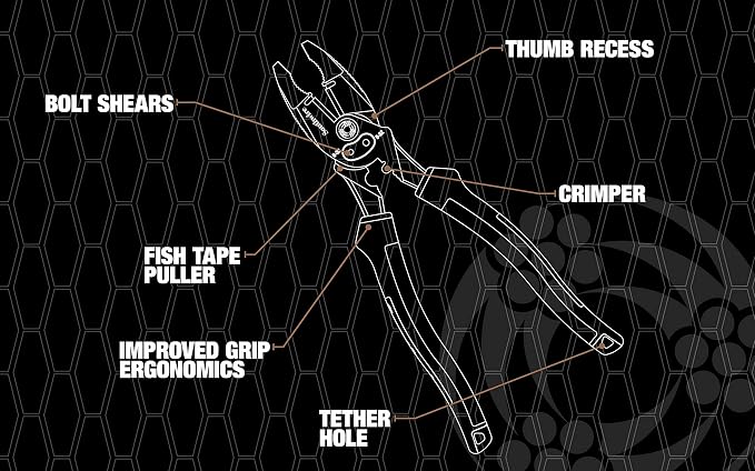 Southwire Sidecut Plier 9-Inch Combination Tool - Delivers Maximum Precision Cuts & Versatile Functionality - Reamer, Stripper, Crimper, Bolt Shear - Fire Rivet Construction