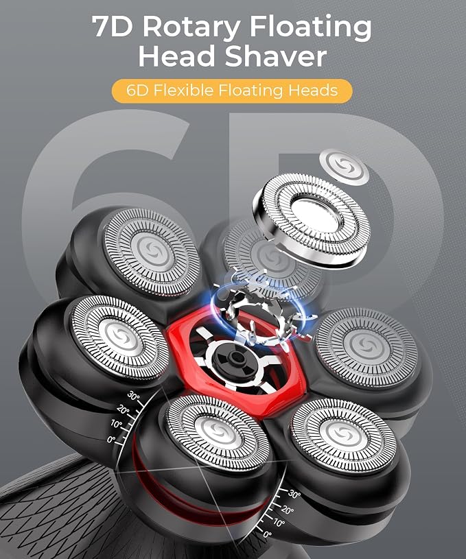 Head Shavers for Bald Men, 7D Head Shaver with LED Display, 3 Adjustable Modes, 10000 RPM High Speed Motor, IPX8 Waterproof, USB Fast Charging, Melanic Black Gifts for Men Husband Father
