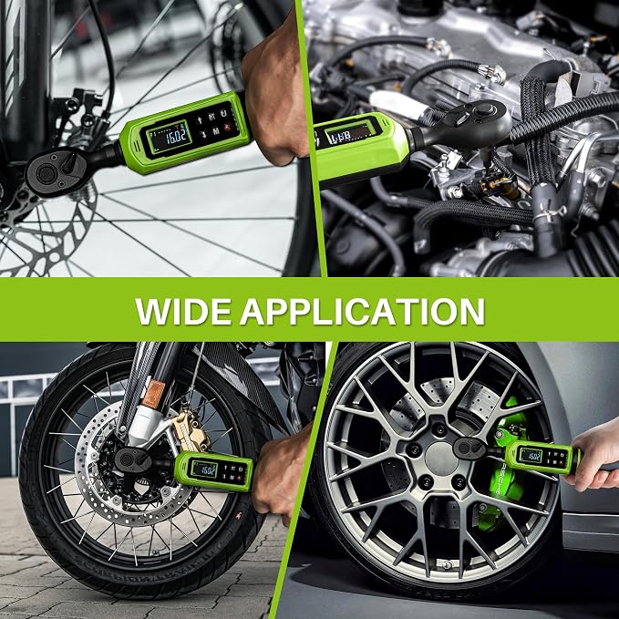 Digital Torque Wrench 3/8"Drive-0.66-44.25Ft.Lb for Bike Motorcycle | Electronic Torque Wrench(0.9-60N.m), Vibration Buzzer LED Indicator, ±2% Accuracy 5 Units for Precision Parts Engine Repair