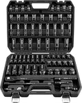 ELEAD 67 Piece 1/2" Drive Deep Impact Socket Set: Standard SAE (3/8"-1-1/4") & Metric (8-24 mm), Including 3 ", 5", 10" Extension Bar, Universal Joint, Ratchet Handle and Adapter