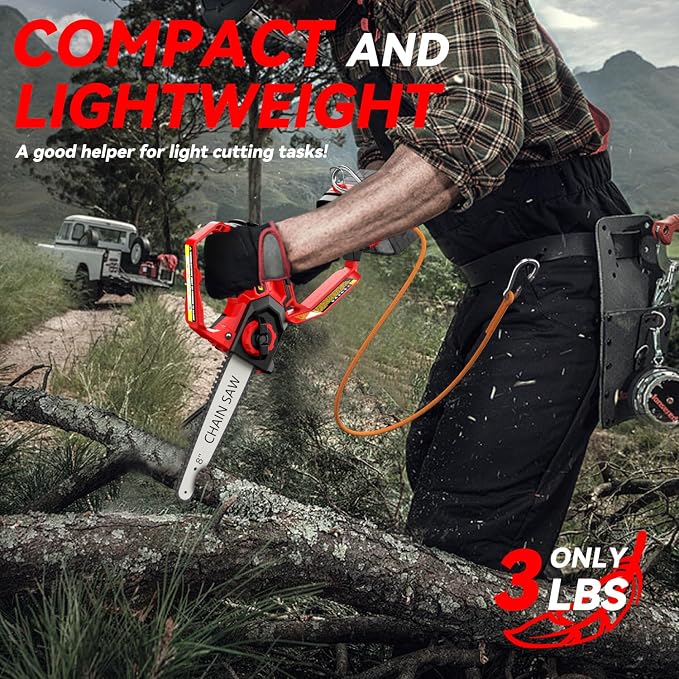Mini Chainsaw for Milwaukee Battery, 8-Inch and 6-Inch 2-in-1 Cordless Electric Chainsaw with Brushless Motor and Auto-Oiler, 800W Hand Chainsaw for Tree Pruning Wood Cutting (No Battery)