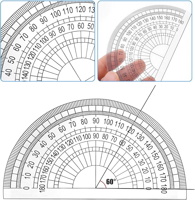 4Pcs Plastic Protractor Clear, 180 Degrees Protractor for School, 4" Transparent Plastic Protractors for Geometry, Angle Measurement, Ideal for Students & Teachers, Math Office