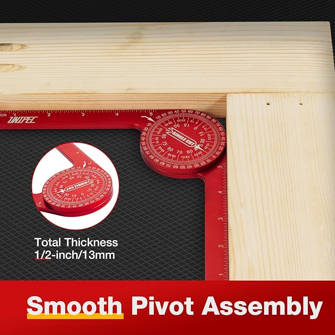7.3" Aluminum Miter Saw Protractor, Rust-Proof Angle Finder with Precision Laser-Engraved Scales and 360° Rotation for Woodworking & Construction