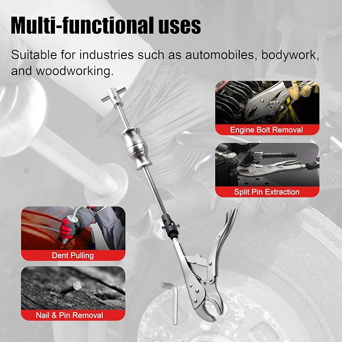 SGT Locking Pliers Slide Hammer Set,9.8 in Locking Pliers 2 lb Slide Hammer with Quick Release Swivel Connector,Vise Grip Slide Hammer kit for Nail Bolt Pin Seal CV Axle Removal