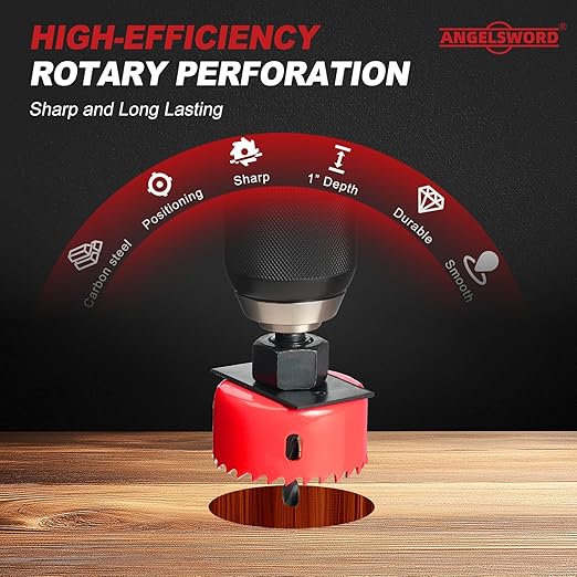 ANGELSWORD Hole Saw Set 24 PCS Double-Ground Teeth Hole Saw Kit, Hole Saw Drill Bit Kit, 3/4"-6" (19-152mm) 14 PCS Saw Blades, for Drywall, Soft Wood, Plywood, Plastic, PVC