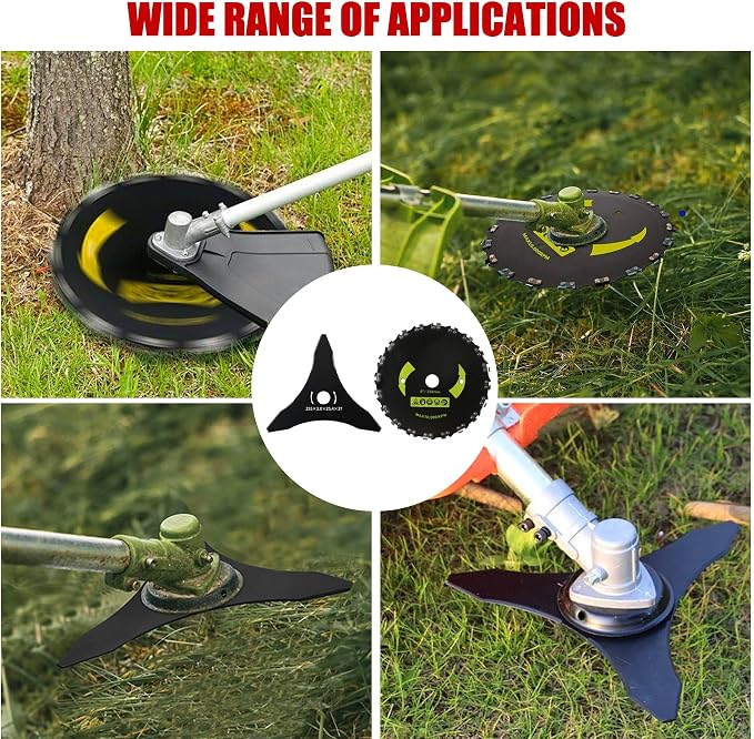 9" x 20 Teeth Brush Blades Carbon Steel Round Chainsaw 10" x 3T Cutter Weed Eater Blades- Universal Adapter Kit with 3 Round Files, Compatible with Brush Cutter Trimmer Weed Eater Husqvarna Stihl Ego