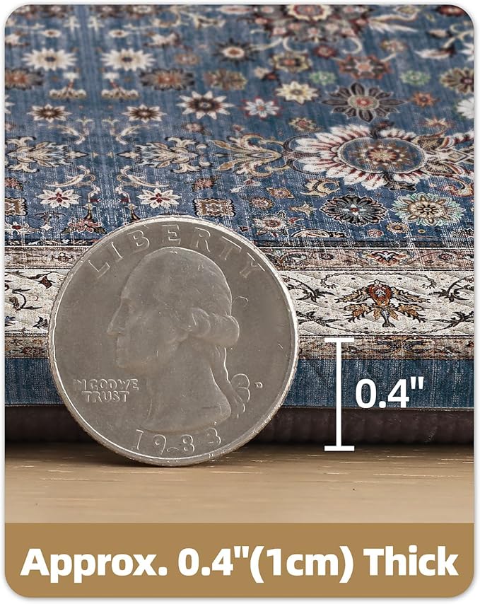Color&Geometry Anti Fatigue Kitchen Mats for Floor 2 Piece 24"x59"+24"x87", Vintage Kitchen Rug Set, Waterproof & Oil Proof, 0.4" Thick Cushioned, Non-Slip Wide Runner for Sink, Laundry,Blue