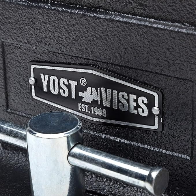 Yost HD800-C Heavy Duty 8-Inch Mechanics Work Bench Vise | Heavy Duty Woodworking & Metal Work Table with Secure Grip Swivel Base | 60,000 PSI Casting Iron Material with Extra-large Anvil Surface