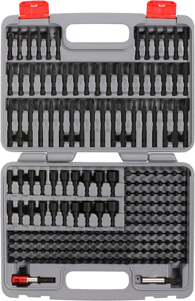 ARES 31023-208-Piece Impact Security Bit Set – Phillips, Robertson, Tamper Hex and Torx Bits, Specialty Bits, and More – Master Bit Set Includes Nut Drivers, Socket Adapters, and Extensions