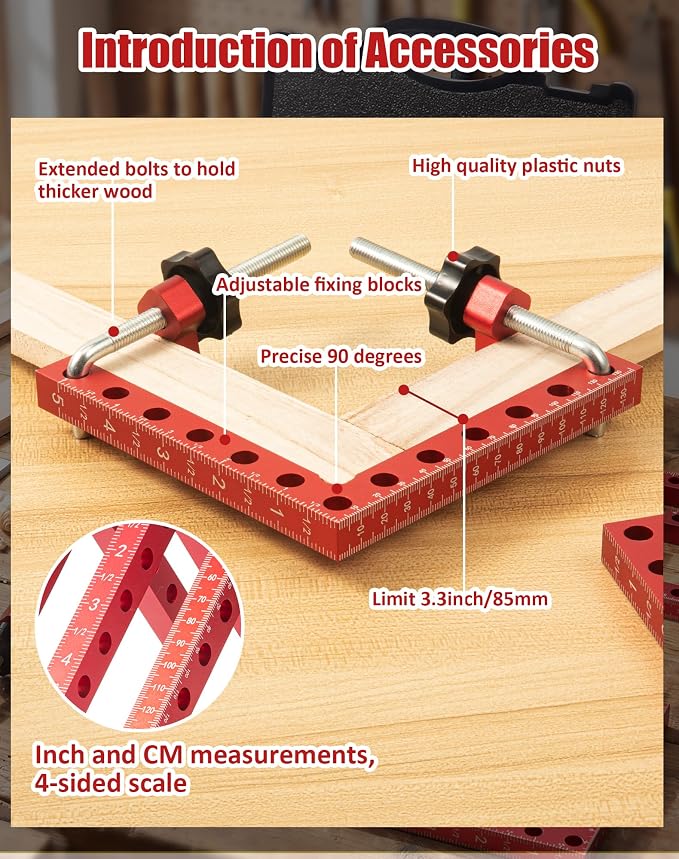 8Pack Corner clamps for woodworking, VEXTHYX 90 degree 5.5"x4 & 2.5"x4 clamping squares for right angle positioning, woodworking square clamp tools for cabinet, picture frame, box, drawers