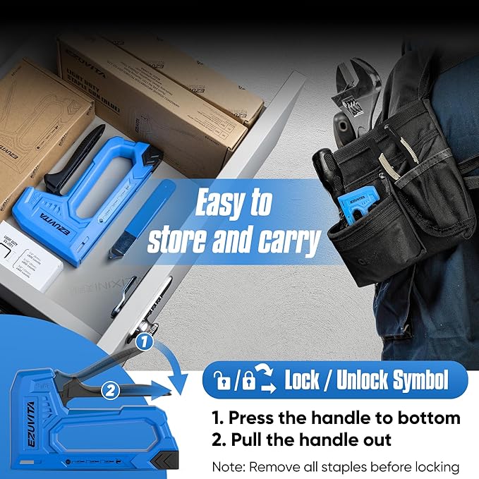 Light Duty Staple Gun for Wood, Blue Upholstery Staple Gun Kit with 2000pcs JT21 Staples 1/4, 5/16, 3/8 inch and Staple Remover, Stapler Gun for Crafts, DIY, Classroom, Mothers Day Gift