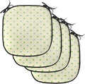 Lunarable Geometric Chair Cushion Pads Set of 4, Polka Dots Spots Classic Style Trendsetting Simple Monochrome Art, Anti-Slip Seat Padding for Kitchen & Patio, 16"x16", Pale Green Fern Green