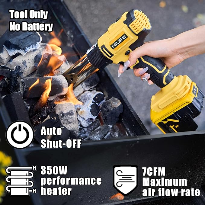 Cordless Heat Gun for DeWALT 20v Battery,Lithium Hot Air Gun, 5 Nozzle Attachments,2-Temp Setting Max 1022°F(550°C),Heat Gun for Shrink Wrapping, Tube Bending (Tool Only, NO Battery)