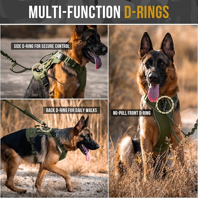 OneTigris No-Pull Tactical Dog Harness Reflective Vest for Small Dogs | Military-grade 1000D Nylon Easy Control Vest, Adjustable Dog Harness with Hook & Loop Panels for Walking, Hiking, Training
