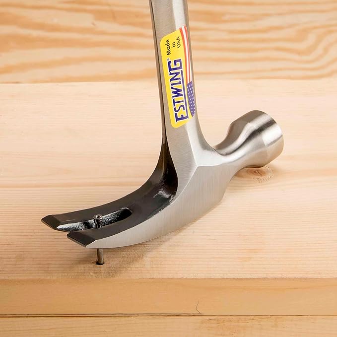 ESTWING Hammer - 12 oz USA Made Straight Rip Claw Hammer with Smooth Face & Genuine Leather Grip - E12S