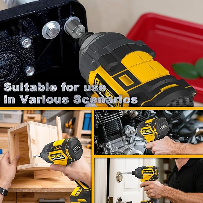 Cordless Impact Driver 2655In-lbs(300N·m) - 21V 1/4" Hex Chuck Brushless Hand Impact Driver With 2 x 4.0Ah Battery & Charger & 14 x Sockets Set & 10 x Screwdriver Bits for Home Projects & DIY
