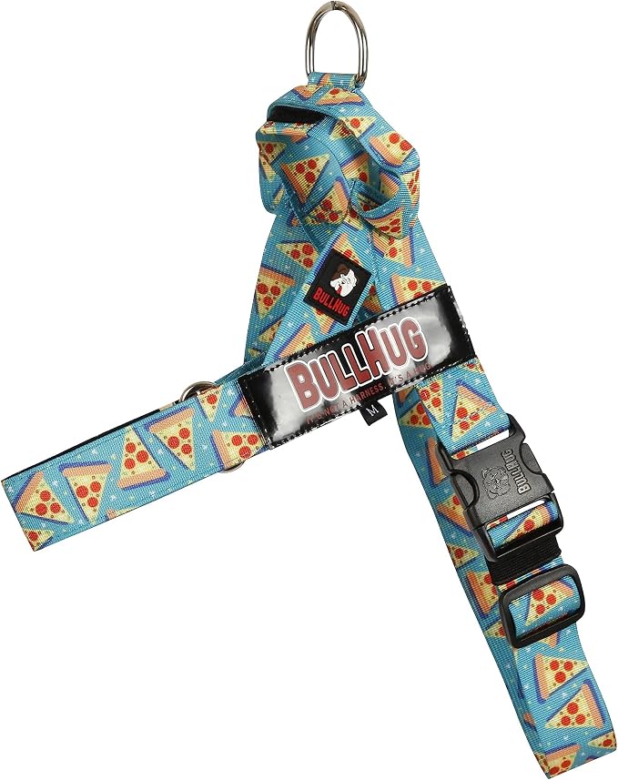 Adjustable Dog Harness– No Pull, No Choke – for English Bulldogs, French Bulldogs, Pugs & Broad-Chested Breeds – Easy, Safe Walks (Pizza, Medium)