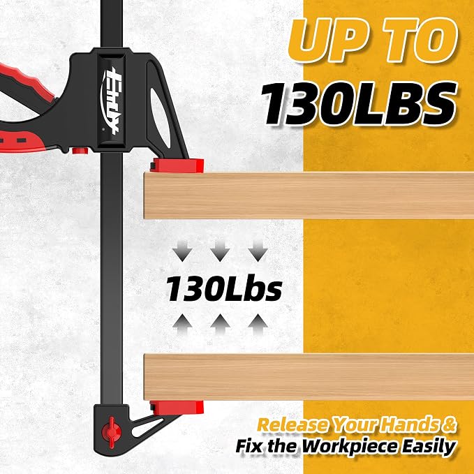50" Bar Clamps for Woodworking 2-Piece, One-Handed Quick-Change F Clamp/Spreader with 130 LBS Load Limit, Wood Clamps for Gluing, Carpentry, DIY, and Woodworking