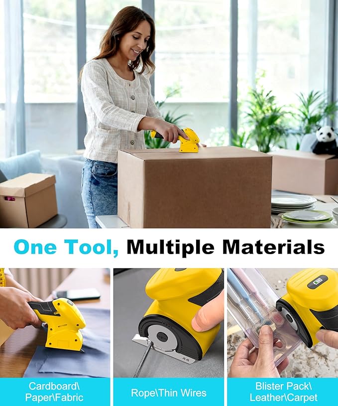 2026 Cordless Electric Scissors, Fast Charging Rechargeable Cardboard Cutter with Replaceable Blades and Long-Lasting Battery, Effortless Cutting for Cloth, Fabric, Plastic & Leather