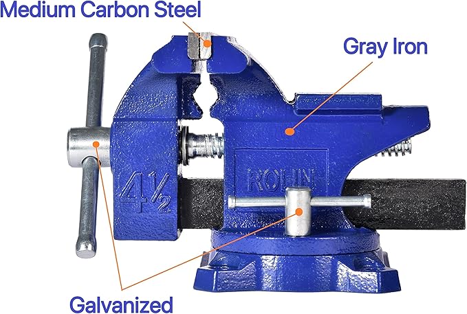Rolin Vise Bench Vise 4-1/2 Inch With 240 Degree Swivel Base Clamp Tools Home Vises Rotation Base