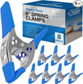Lot of 8-6" inch Spring Clamp Large Super Heavy Duty Spring Metal Blue - 2.5 inch Jaw opening