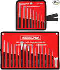25-Piece Punch and Chisel Set with Roll Pin Punches, Includes Taper, Pin, Center Punches & Cold Chisels for Metalworking, Automotive, and Craft Use