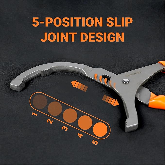 Oil Filter Wrench Set, 9" & 12" Adjustable Filter Pliers with Non-Slip Grip for Cars, Trucks, Motorcycles & Heavy Equipment (2-Piece Heavy Duty Set)