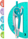 Mr. Pen- Geometry Compass and Protractor Set, 6 Inch Compass, 6 Inch Protractor, Drawing Tool for School, Clear Plastic, Easy Grip, Precision Design for Math, Art, Drafting, Architecture