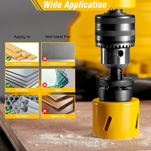 KATA Bi-Metal Hole Saw Kit, 18 Piece M42 Steel Hole Saw Set with 3/4"-2-1/2"(19-64mm) Saw Blades, Hole Saws Drill Bits Hole Cutter Kits with Storage Case, Holesaw Cutting for Thin Metal, Hard Wood