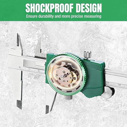 SK Metric Dial Caliper, 150mm Caliper Measuring Tool with Shock-Proof Design, 4 Measurement Methods Stainless Steel Calipers, ±0.03mm Accuracy