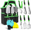 Gardening Tools Set with Bag 8 PCS – Heavy Duty Stainless Steel Garden Hand Tools Kit, Ergonomic Non-Slip Handles, Rust-Proof, Includes 15 Plant Tags – Gardening Gift for Women & Men