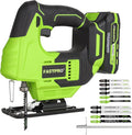 FASTPRO 20V Cordless Jig Saw Kit, Electric Jigsaw with 10pcs Blades & Laser Guide, Included 2.0 Ah Battery, Charger and Edge Guide
