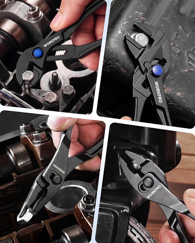 WORKPRO 4-Piece Mini Pliers Set with Pouch, Includes 4-Inch Plier Wrench & Slip Joint & Water Pump Pliers & 4.5-Inch Long Nose Slip Joint Plier, Adjustable Pliers/Pocket Plier/EDC Tool Gift for Man