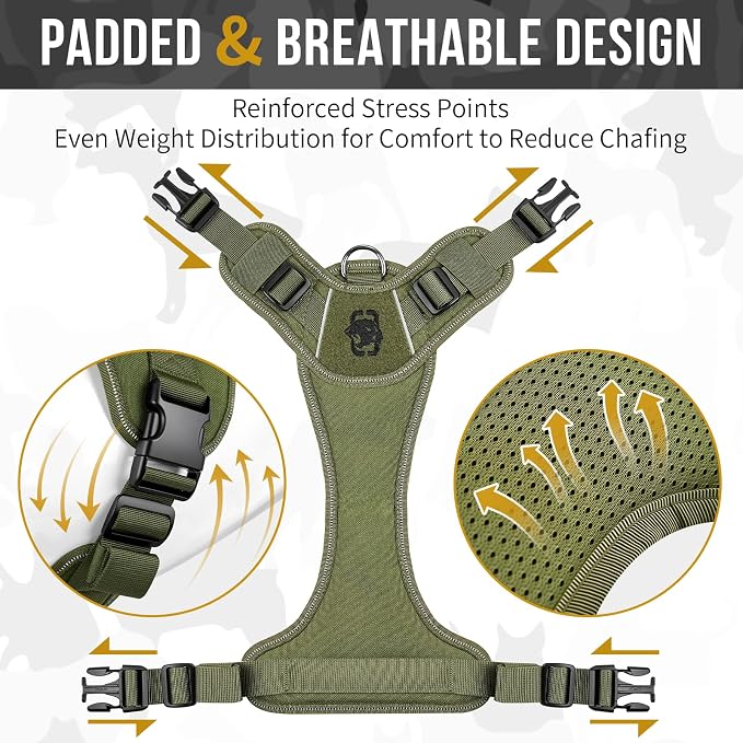 OneTigris No-Pull Tactical Dog Harness Reflective Vest for Small Dogs | Military-grade 1000D Nylon Easy Control Vest, Adjustable Dog Harness with Hook & Loop Panels for Walking, Hiking, Training