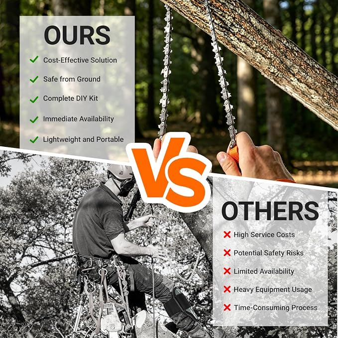 High Limb Rope Saw 55 inch Rope Saw for Tree Saw High Limb and Folding Camping saw, Pocket chainsaw with 11OZ Throw Weight, Hand Saws for Tree Trimming