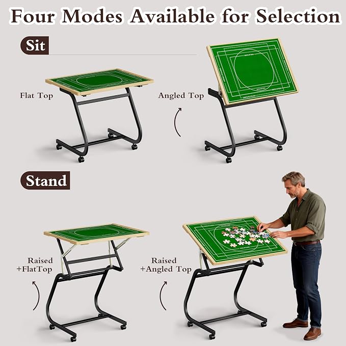 1500 Pieces Jigsaw Puzzle Table For Adults | With Legs & wheels, Adjustable 45° Tilting, Includes Cover, Heavy Duty Frame, For Adults