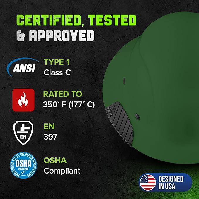 LIFT SAFETY Dax Fiber Resin Full Brim Safety Helmet/Hard Hat | 6 Point Suspension for Comfort & Impact Protection