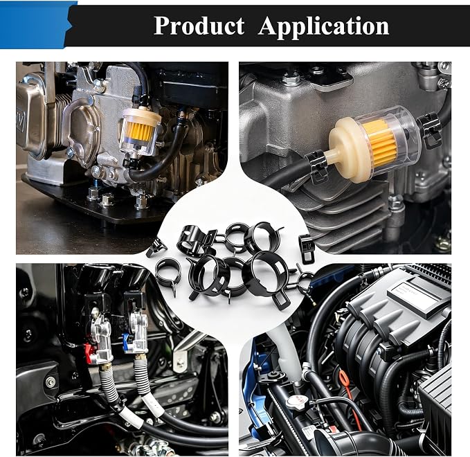 370Pcs 6-25mm Spring Hose Clamps Assortment Kit with 45° angle Hose Clamp Plier - 17 Sizes Constant Tension Hose Clamps for Fuel Line Silicone Vacuum Hose Low Pressure Air Clamps