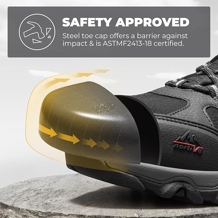 NORTIV 8 Waterproof Steel Toe Boots for Men Slip Resistant Safety Industrial Boots Paladin-Steel
