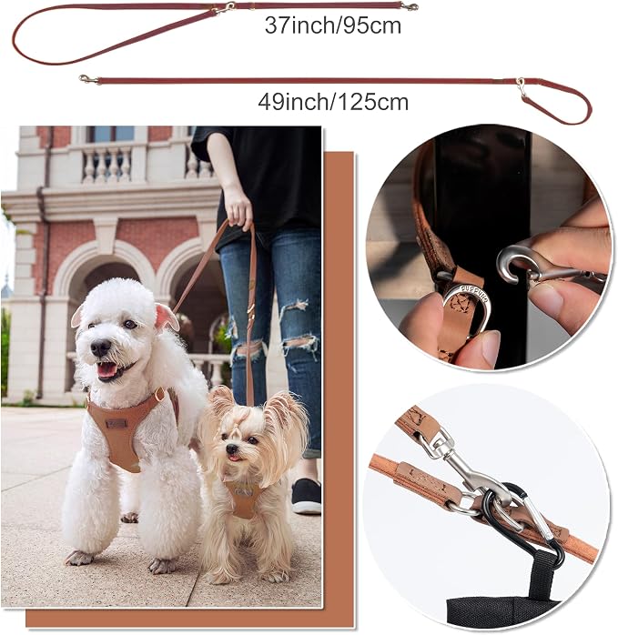 Puppytie XXS Puppy Harness and Leash Set, Brown Caramel, XXS (2.2–6 lbs) | Puppy Harness for Small Dogs, Teacup and Yorkie Harness, Soft Lightweight and Adjustable, XXS Dog Harness for Daily Walks