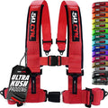 1pc 50 Cal Red 4 Point Harness 3in Straps, Racing Harness Seat Belt | Ultra Kush padding, Push Button quick release hardware. Universal Fit for UTV, RZR, race car.