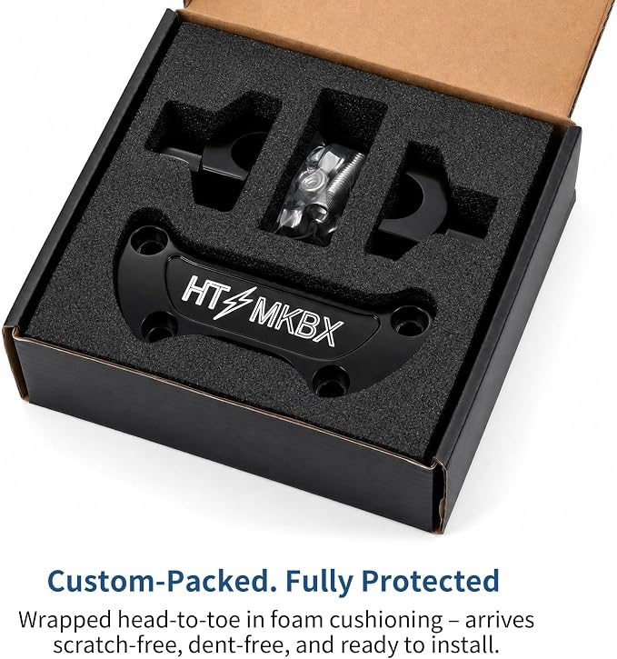 Black 1 inch Handlebar Riser Top Clamp Kit, 7075 Aluminum Bar Riser for 1” Handlebars, Fits Harley Touring Sportster Softail Dyna Models