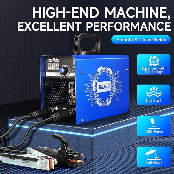 RILAND 160A Stick Welder, 110V/220V ARC/Lift TIG Welding Machine, IGBT Inverter Portable MMA Welders with Hot Start, Arc force and Anti-Stick for Home & Light Industry