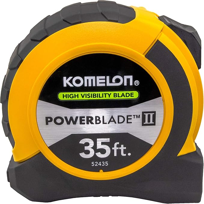 Komelon 52435; 35' x 1.06" Powerblade II Tape Measure, ABS Case, Black/Yellow, Small