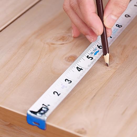 Mr. Pen- Retractable Tape Measure 25 ft, Light Blue, Easy Read, Steel Retractable Measuring Tape with Fractions, Ideal for Construction & DIY Projects
