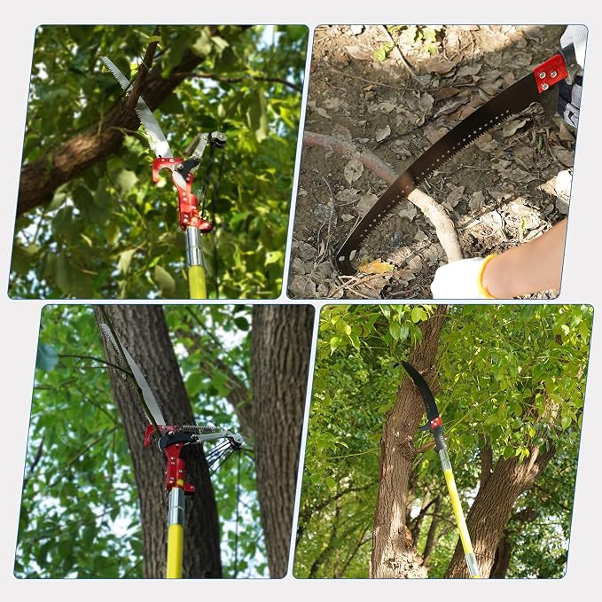 Manual Pole Saw, 7-30FT Pole Saws for Tree Trimming, SK5 and 65 Mn Steel Saw Blades Scissor Pruner Set, Tree Trimmers Long Handle Pruner for Backyard, Garden, Bush Cutting and Pruning of Palm Trees